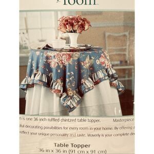 Waverly Garden Room Ruffled Table Topper Tablecloth NEW